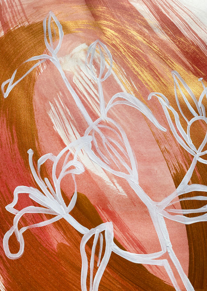 White Lilies on Red / Gold