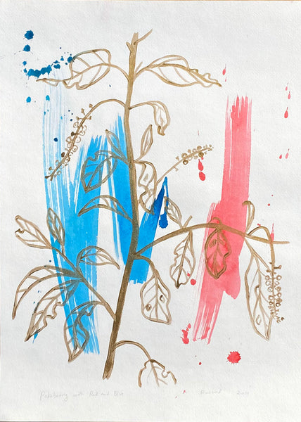 Pokeberry with Red & Blue