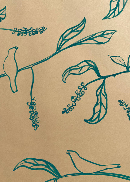 Teal Pokes, Two Birds, Kraft