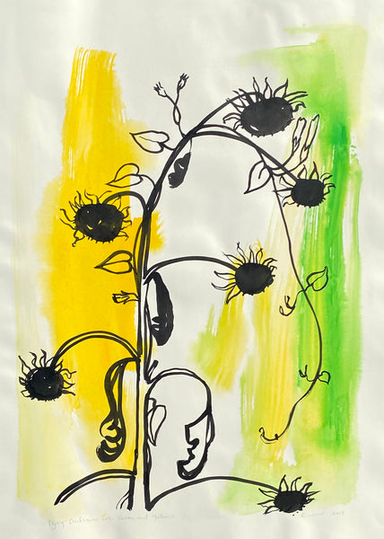 Dying Sunflowers with Green & Yellow
