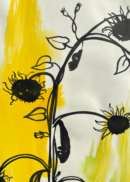 Dying Sunflowers with Green & Yellow