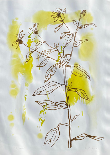 Brown Swamp Sunflowers on Chartreuse Splashes