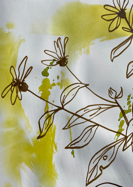Brown Swamp Sunflowers on Chartreuse Splashes