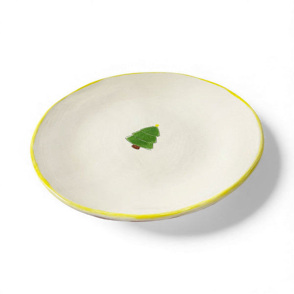 Christmas Tree Dinner Plate | Gold Rim