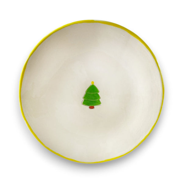 Christmas Tree Dinner Plate | Gold Rim