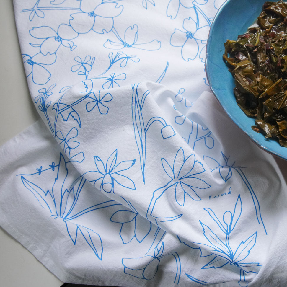 R.Wood Tea Towel | Spring Blue